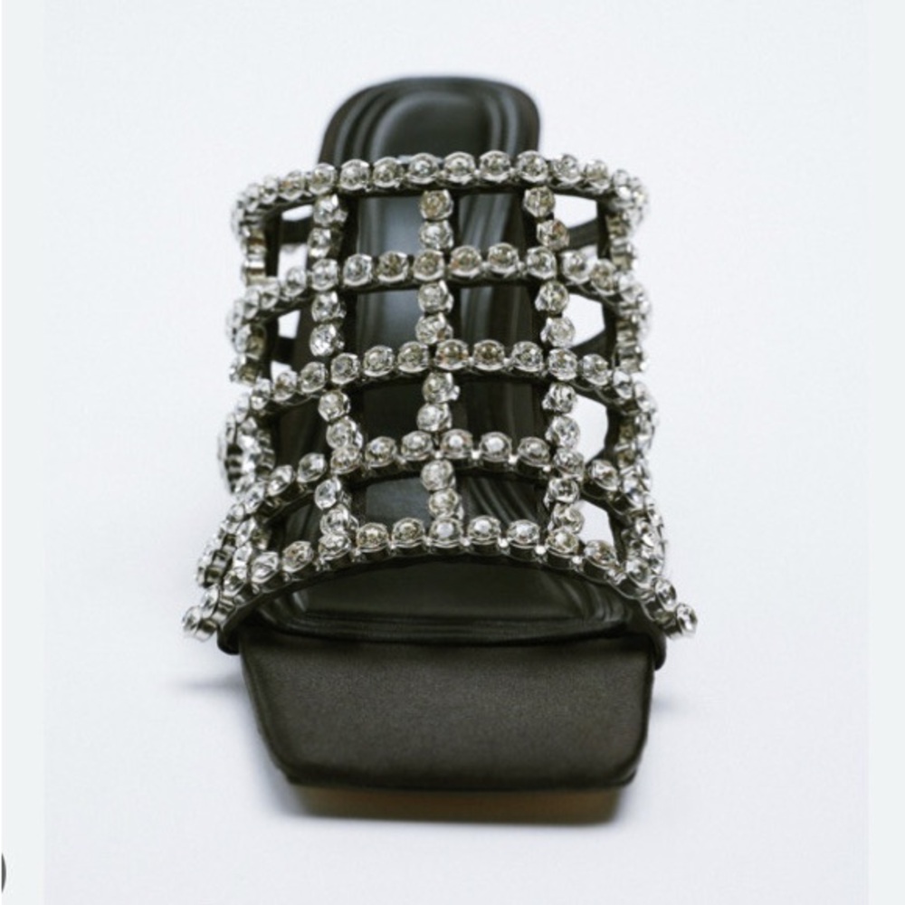 Zara Black Heels with Rhinestone Detailing